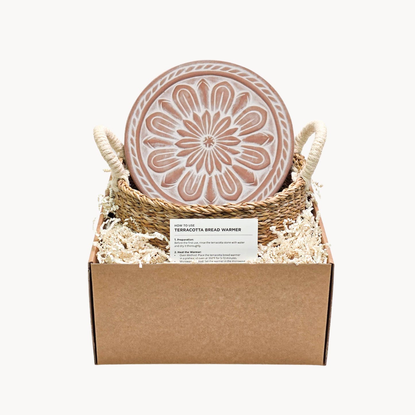 Handmade Bread Warmer & Wicker Basket - Vintage Flower Round
