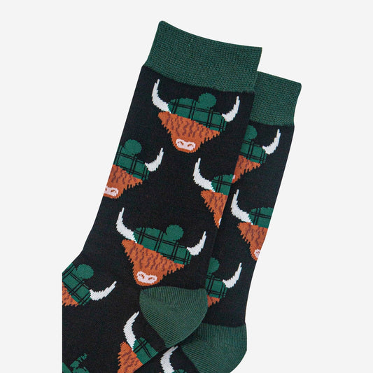 Highland Cow In Tartan Hat Bamboo Socks