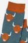 Highland Cow Bamboo Socks In Teal