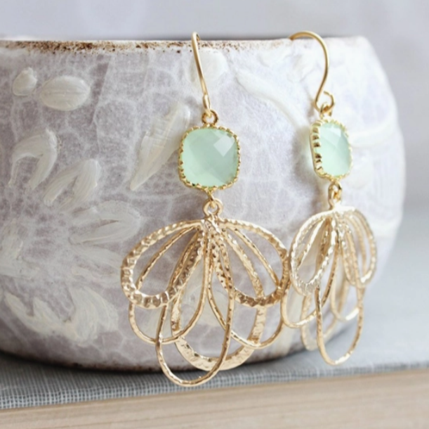 Mint Glass Dangle Earrings