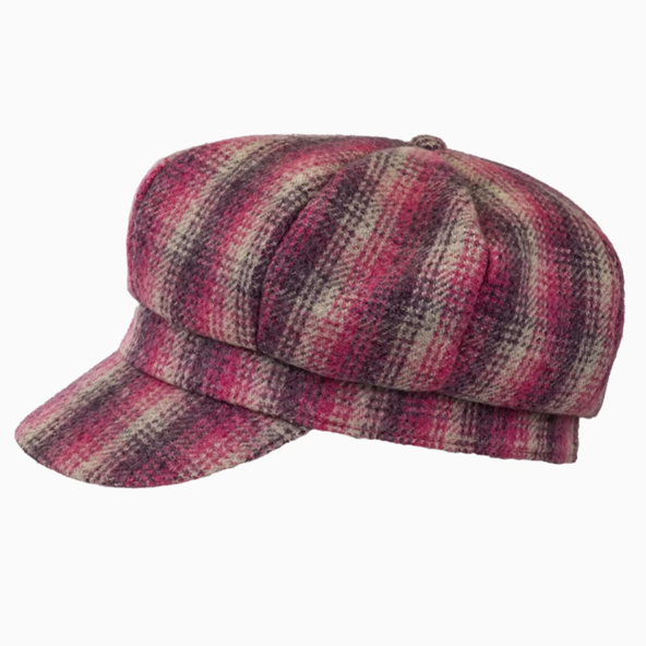 Checked Wool Baker Boy Cap