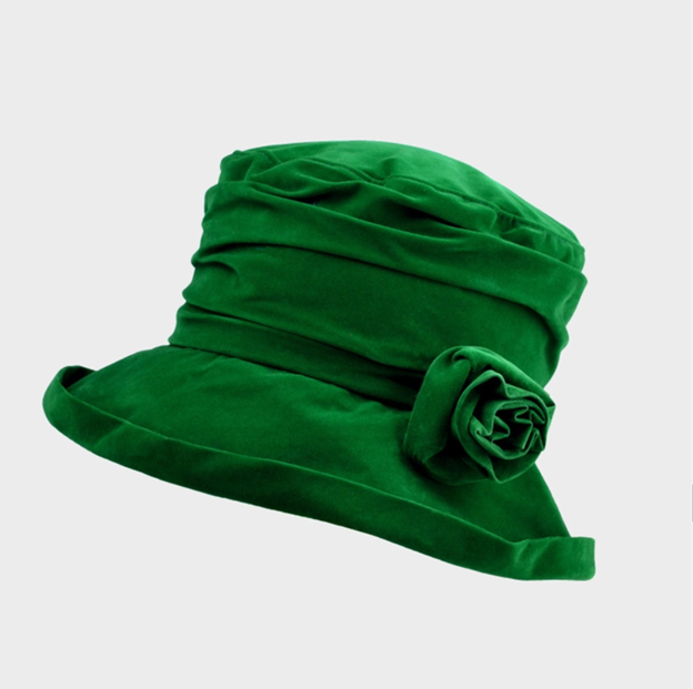 Water Resistant Velour Hat with Flower