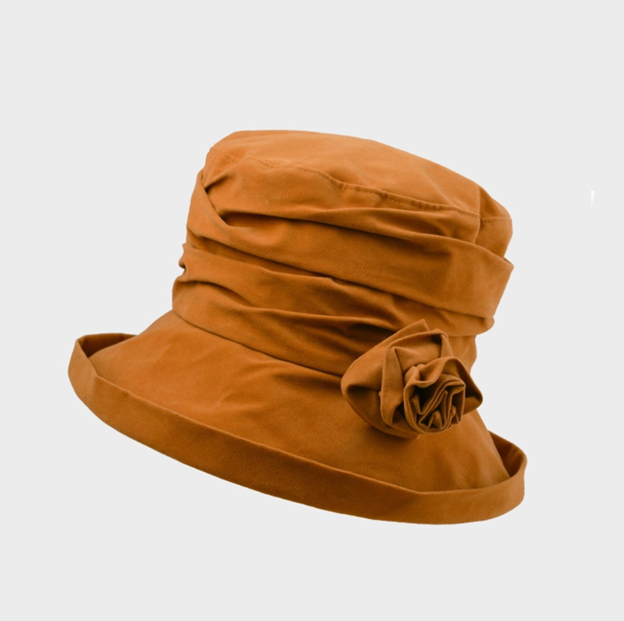 Water Resistant Velour Hat with Flower