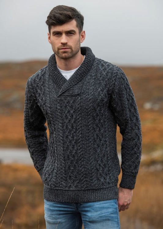 Aran Craft Shawl Collar Sweater