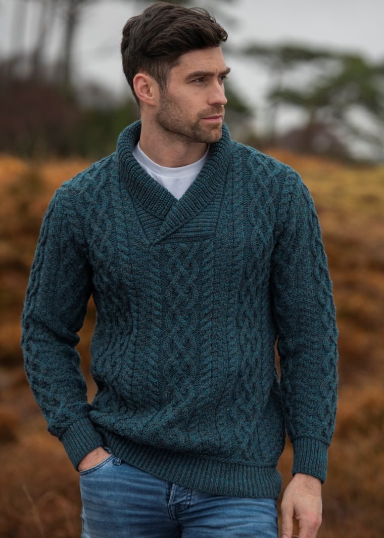 Aran Craft Shawl Collar Sweater