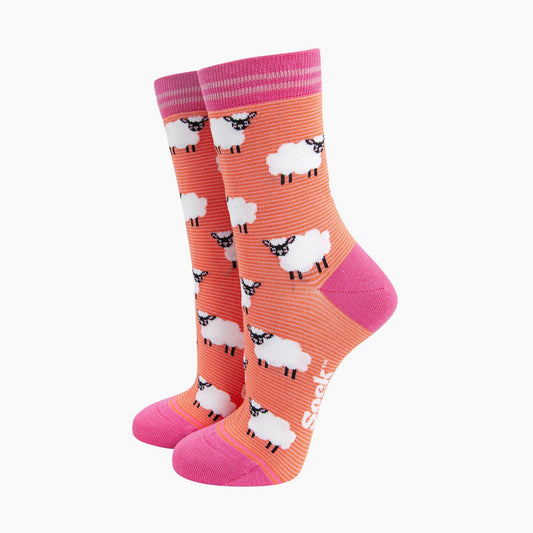 Sheep Bamboo Socks in Orange