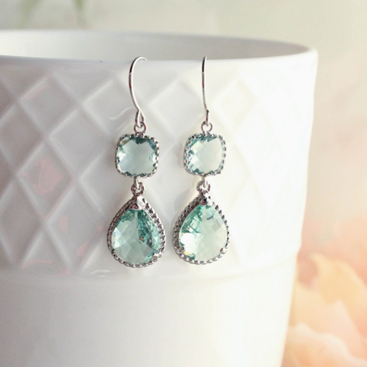 Two Jewel Teardrop - Aqua Erinite