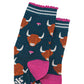 Highland Cow Bamboo Socks in Green