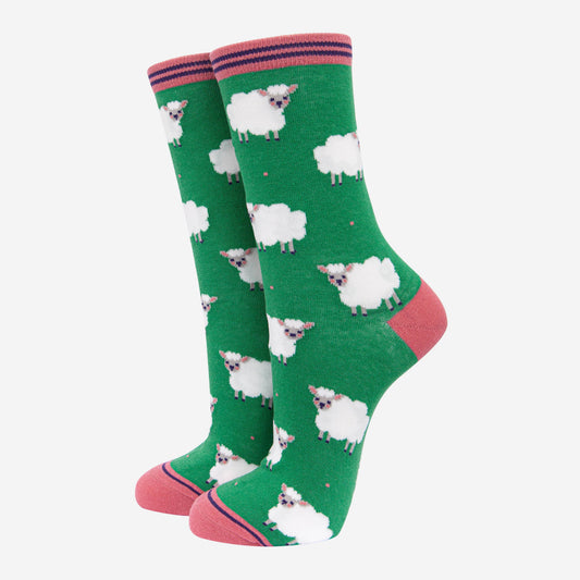 Green Lamb Bamboo Socks