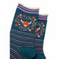 Highland Cow Floral Bamboo Socks in Green