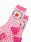 Highland Cow Pink Wreath Bamboo Socks