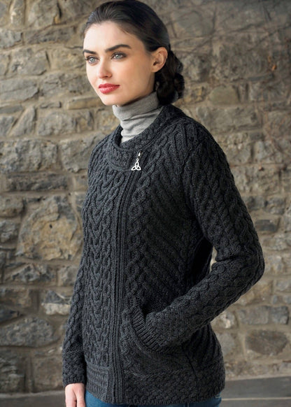 Aran Craft Hearts Side Zip Cardigan