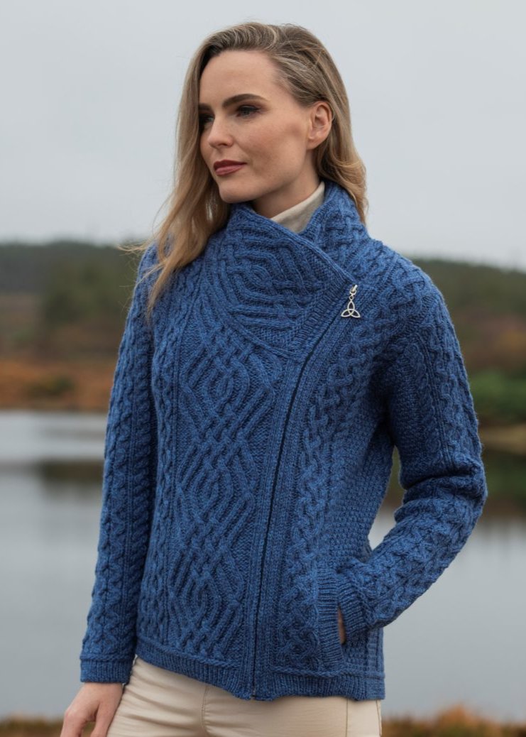 Aran Craft Cable Knit Side Zip Cardigan